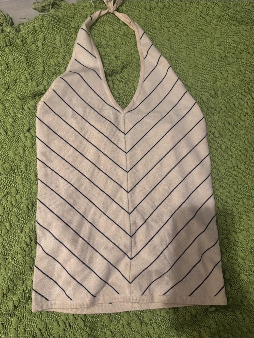 Ralph Lauren Cream Halter Tank with Navy Stripe Chevrons